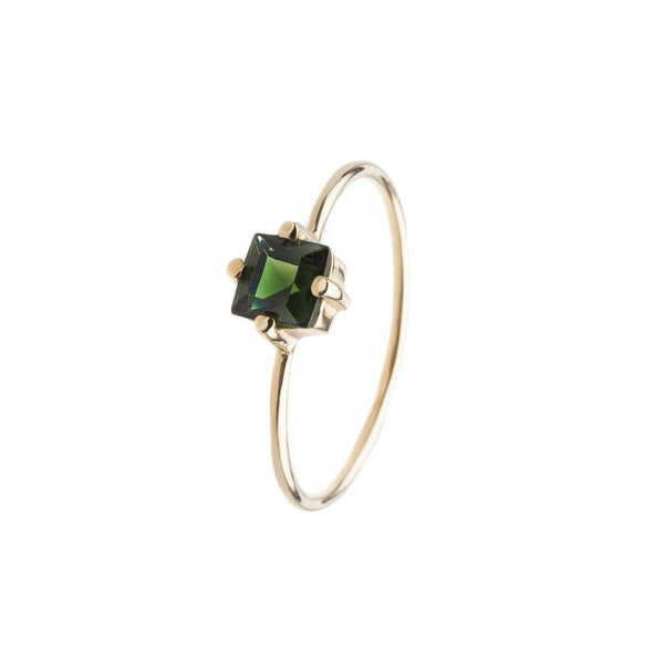 Baby D Carre Ring - Green Tourmaline