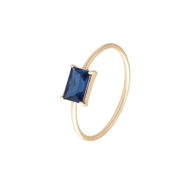 Baby D Rectangle Ring - Sapphire