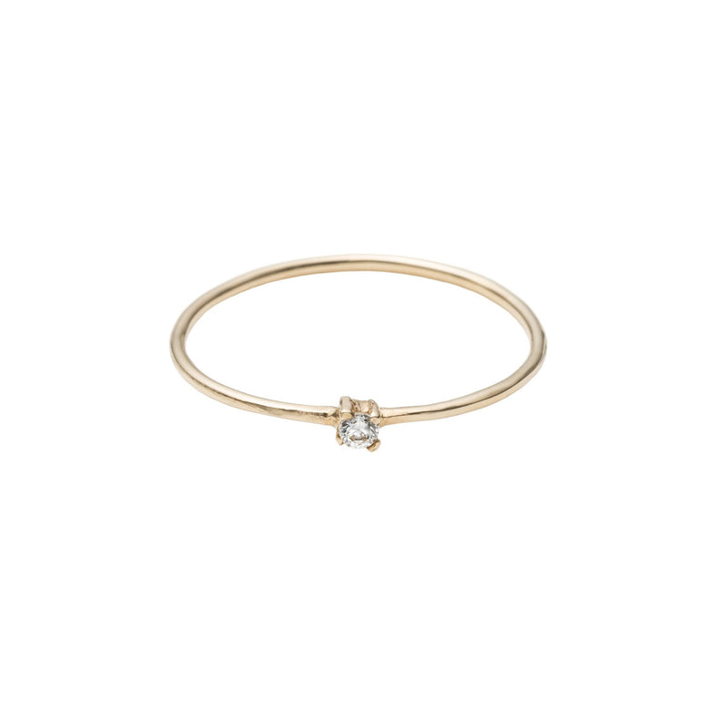 Margova | Tiny Clear Ring - Diamond | 14K Yellow Gold Ring with Diamond ...